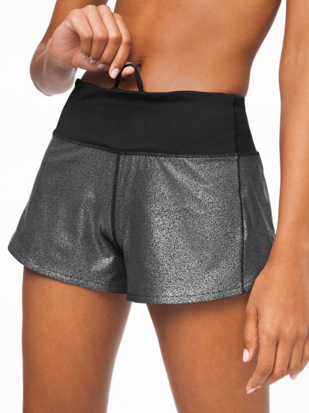 Lululemon Speed Up Short Luminosity Foil Print Black size 8 activewear gym yoga